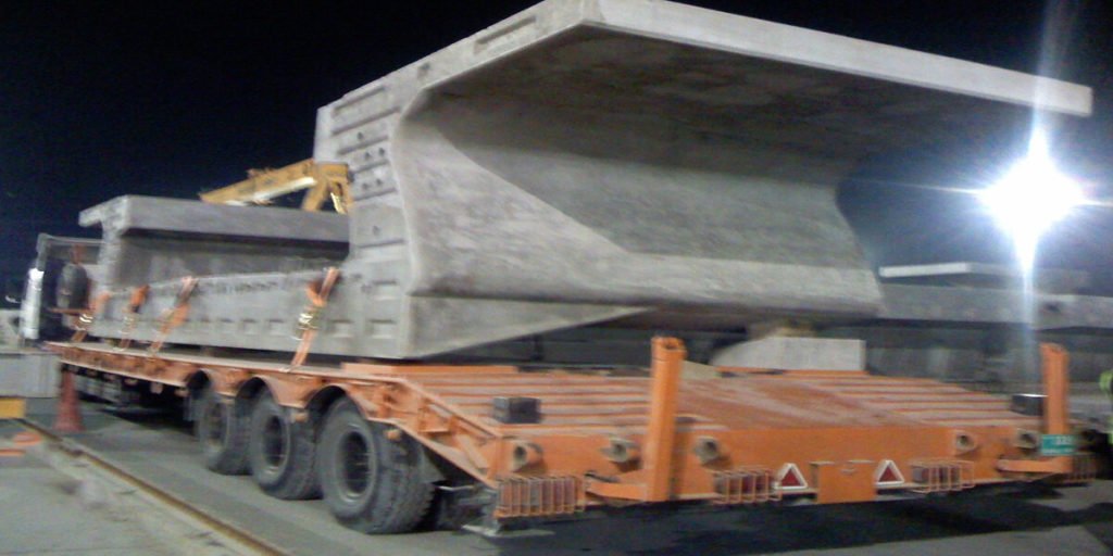 concrete slab moved by low-bed